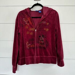 Vintage Disney Women’s Large Mickey Velour Zip Up Y2K 2000s Jacket